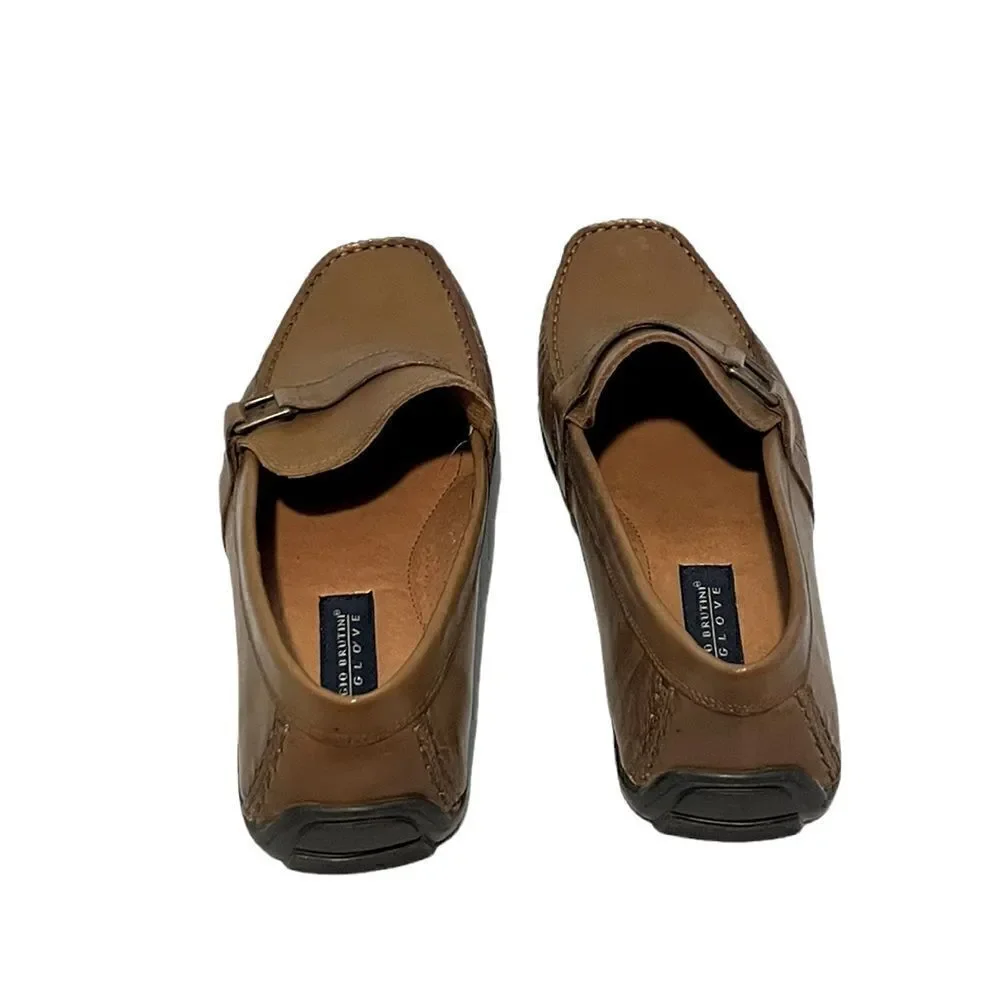 Men’s Giorgio Brutini Le Glove Brown Leather Driving Loafers Size 10 NWOT
